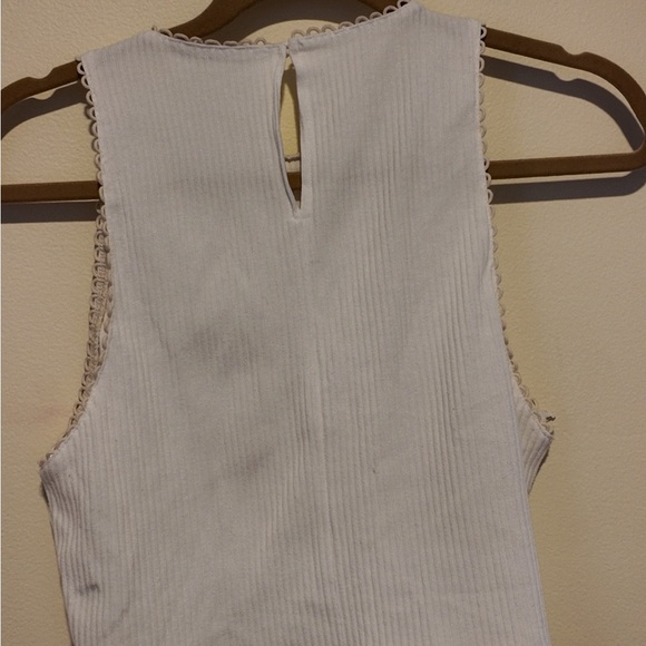ZARA White High Neck Ribbed Crop Tank Top - Size L - Lagonlook Summer Fairy - Picture 11 of 14